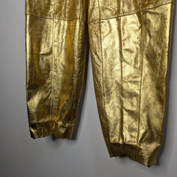 Vintage Distressed Gold Wide Leg Leather Pant 1X - Picture 4 of 14